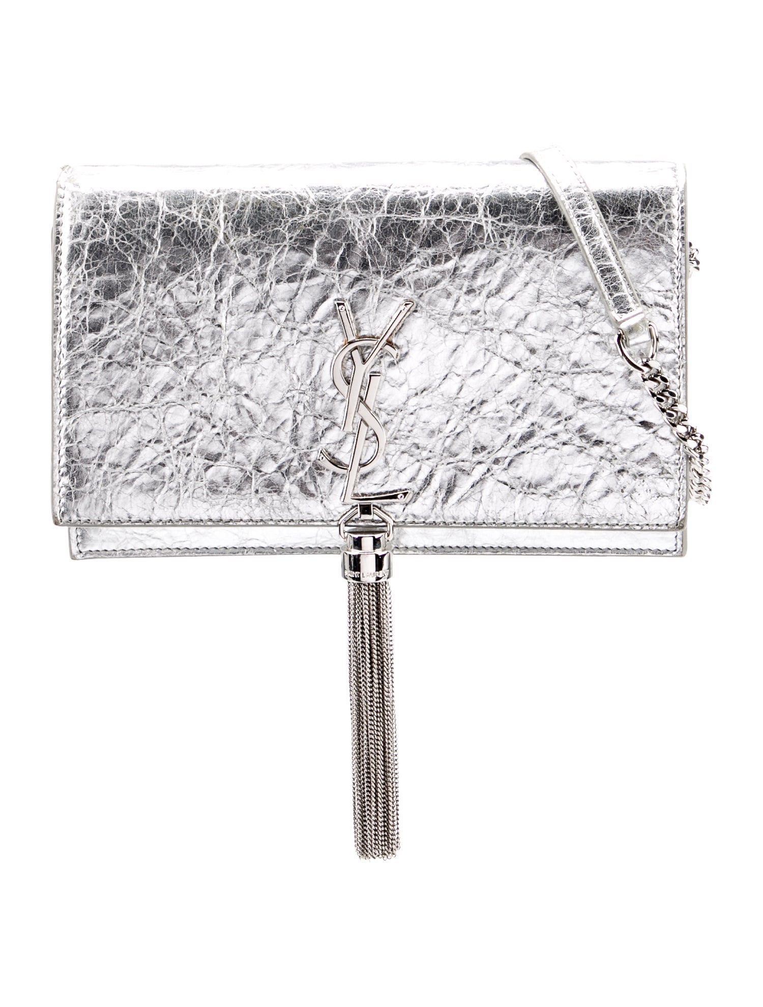 Saint Laurent Kate Monogram Tassel Wallet On Chain Metallic Crossbody