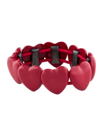 Saint Laurent Enamel Heart Beaded Bracelet