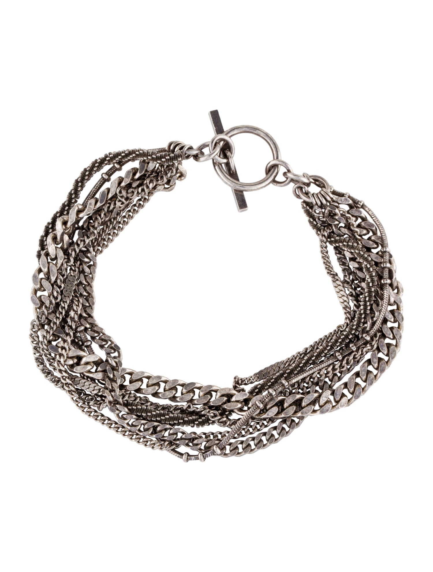 Saint Laurent Multi Chain Bracelet - Silver-Tone Metal Multistrand 