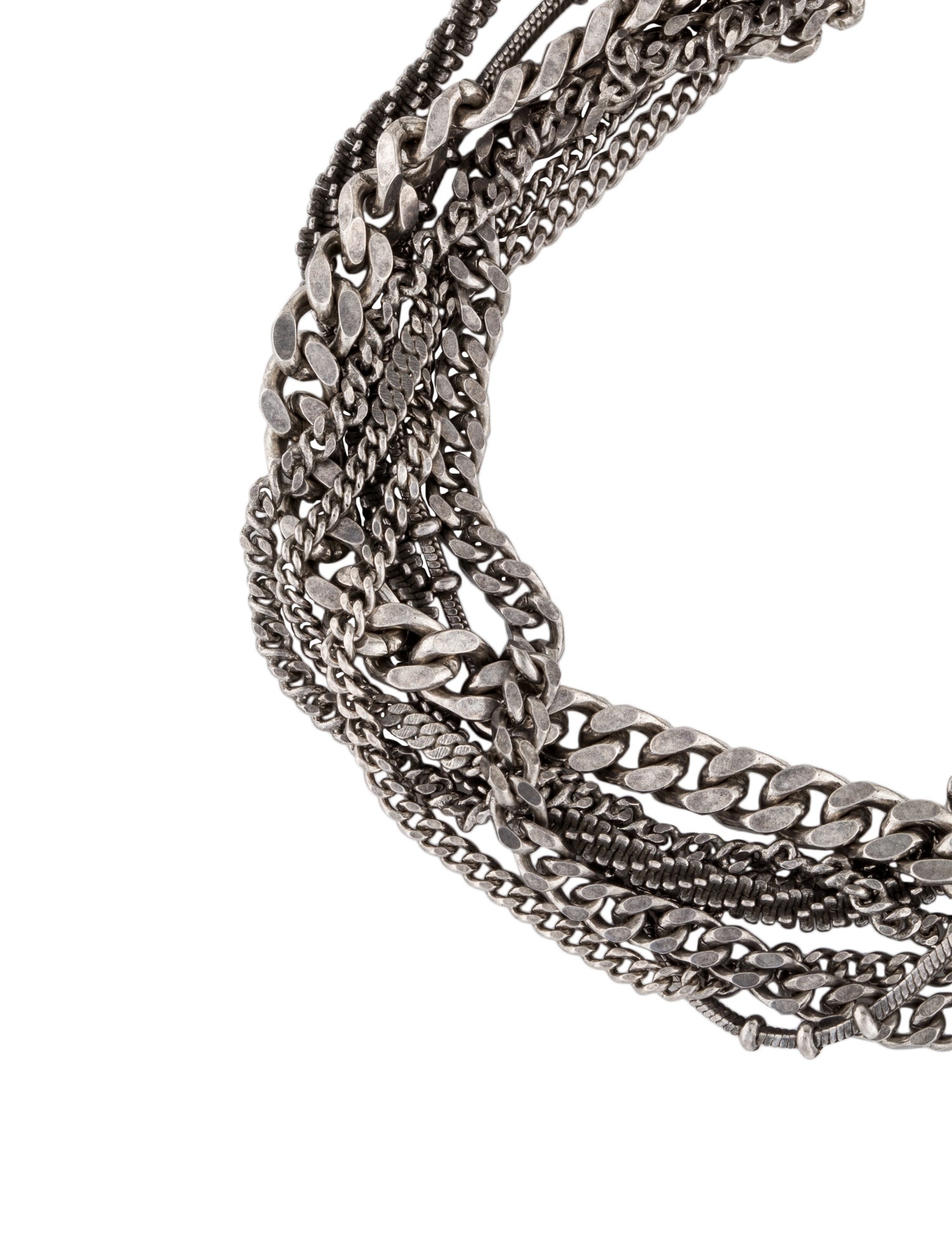 Saint Laurent Multi Chain Bracelet - Silver-Tone Metal Multistrand 
