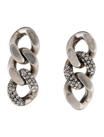 Saint Laurent Crystal Curb Link Drop Earrings