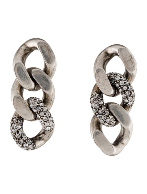 Saint Laurent Crystal Curb Link Drop Earrings