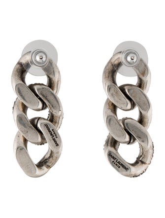 Saint Laurent Crystal Curb Link Drop Earrings