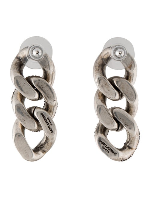 Saint Laurent Crystal Curb Link Drop Earrings