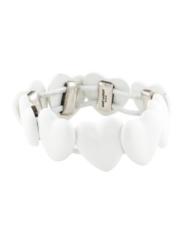 Saint Laurent Bead Enamel Heart Bracelet