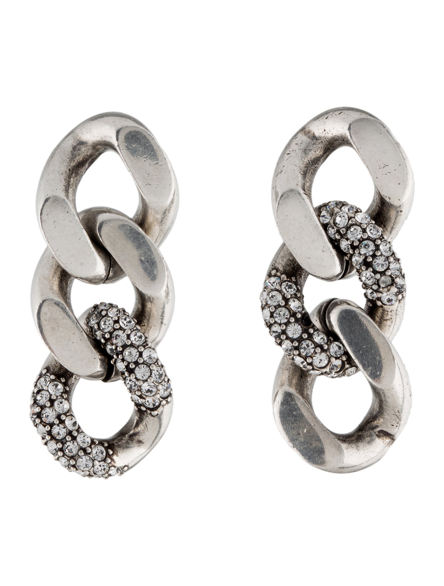 Saint Laurent Crystal Curb Link Drop Earrings