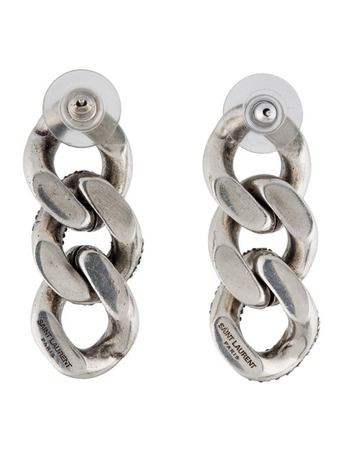 Saint Laurent Crystal Curb Link Drop Earrings