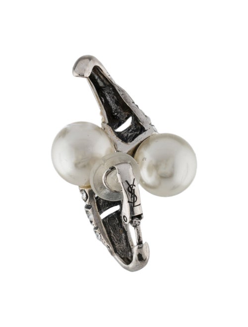 Saint Laurent Faux Pearl & Crystal Ear Cuff