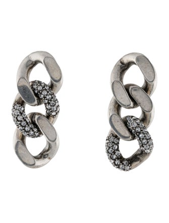 Saint Laurent Crystal Curb Link Drop Earrings