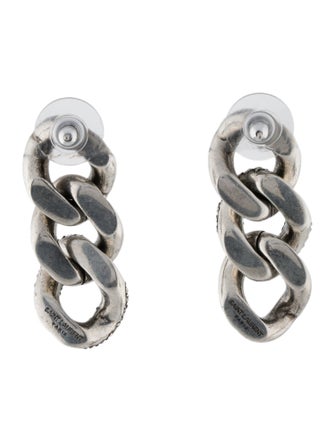 Saint Laurent Crystal Curb Link Drop Earrings