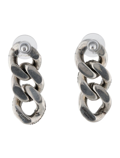 Saint Laurent Crystal Curb Link Drop Earrings