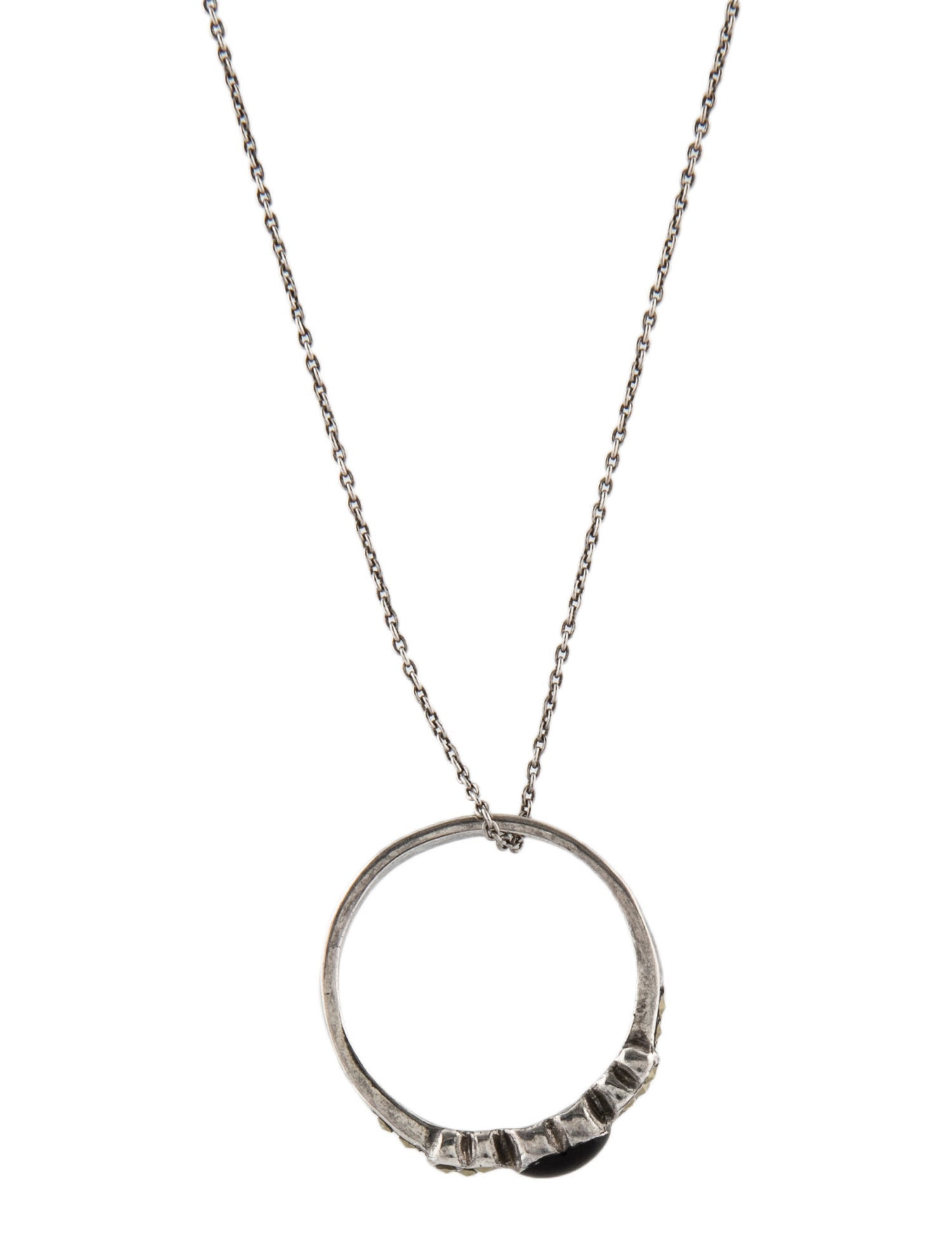 Saint Laurent Enamel Heart Ring Charm Pendant Necklace