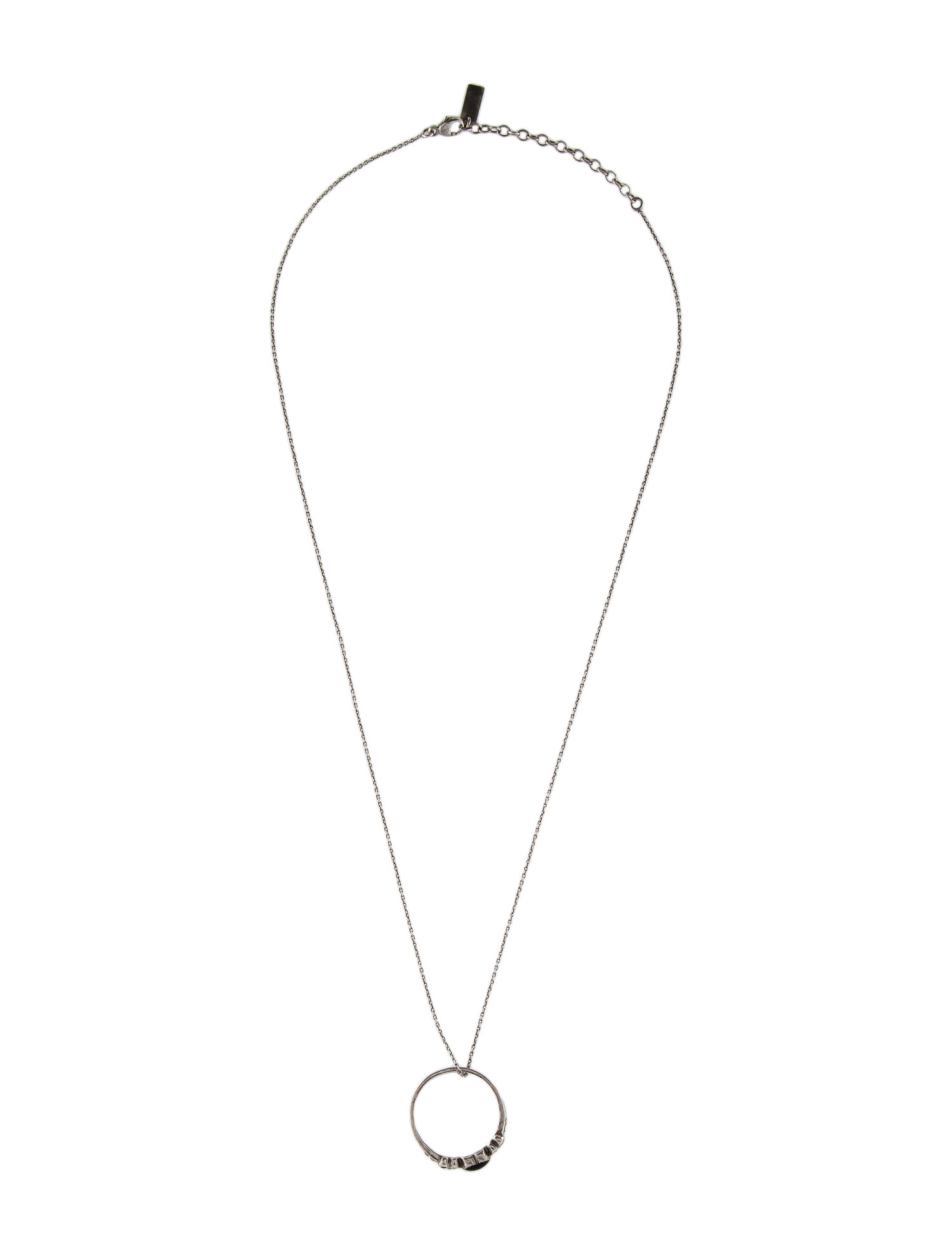 Saint Laurent Enamel Heart Ring Charm Pendant Necklace
