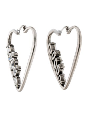 Saint Laurent Crystal Heart Hoop Earrings