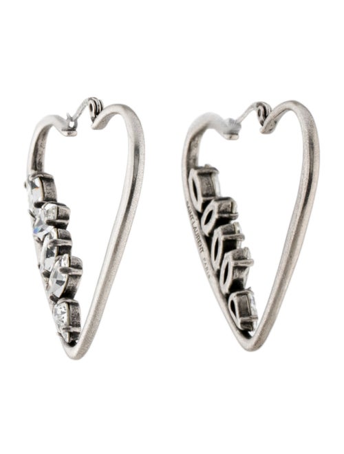 Saint Laurent Crystal Heart Hoop Earrings