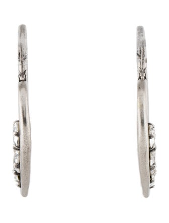 Saint Laurent Crystal Heart Hoop Earrings