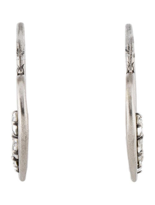 Saint Laurent Crystal Heart Hoop Earrings