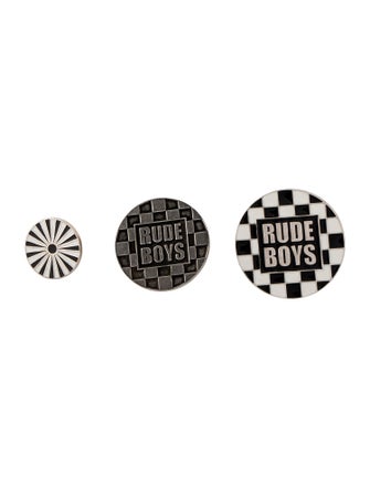 Saint Laurent Enamel Rude Boys Brooch Set