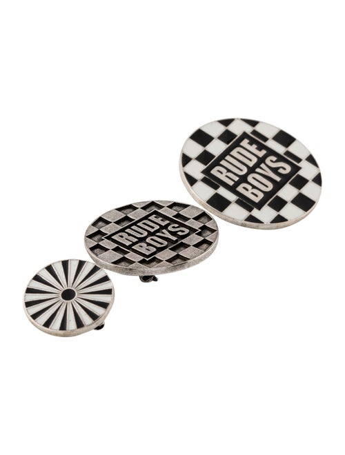 Saint Laurent Enamel Rude Boys Brooch Set