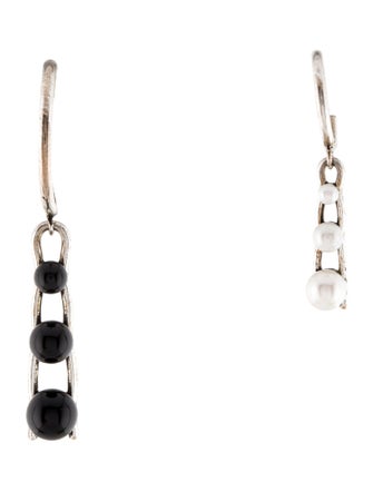 Saint Laurent Faux Pearl & Resin Mismatched Drop Earrings