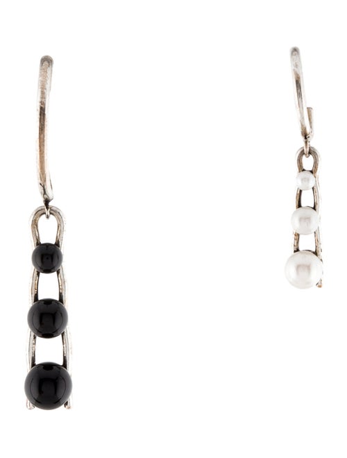 Saint Laurent Faux Pearl & Resin Mismatched Drop Earrings