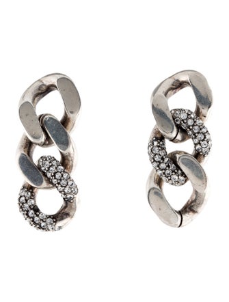 Saint Laurent Crystal Curb Link Drop Earrings