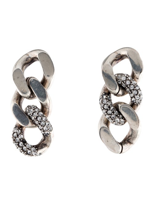 Saint Laurent Crystal Curb Link Drop Earrings