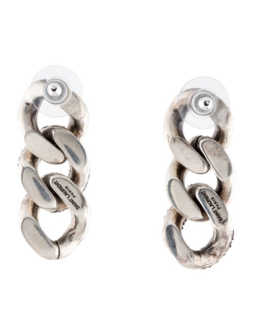 Saint Laurent Crystal Curb Link Drop Earrings