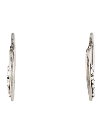 Saint Laurent Crystal Heart Hoop Earrings