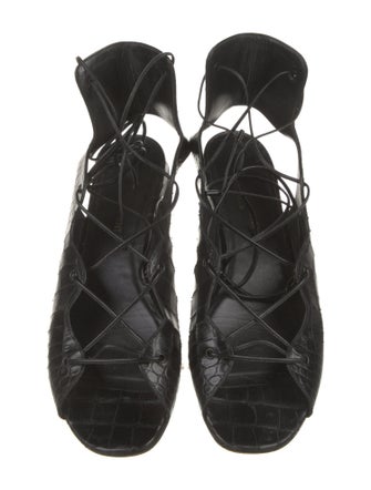 Saint Laurent Leather Animal Print Gladiator Sandals