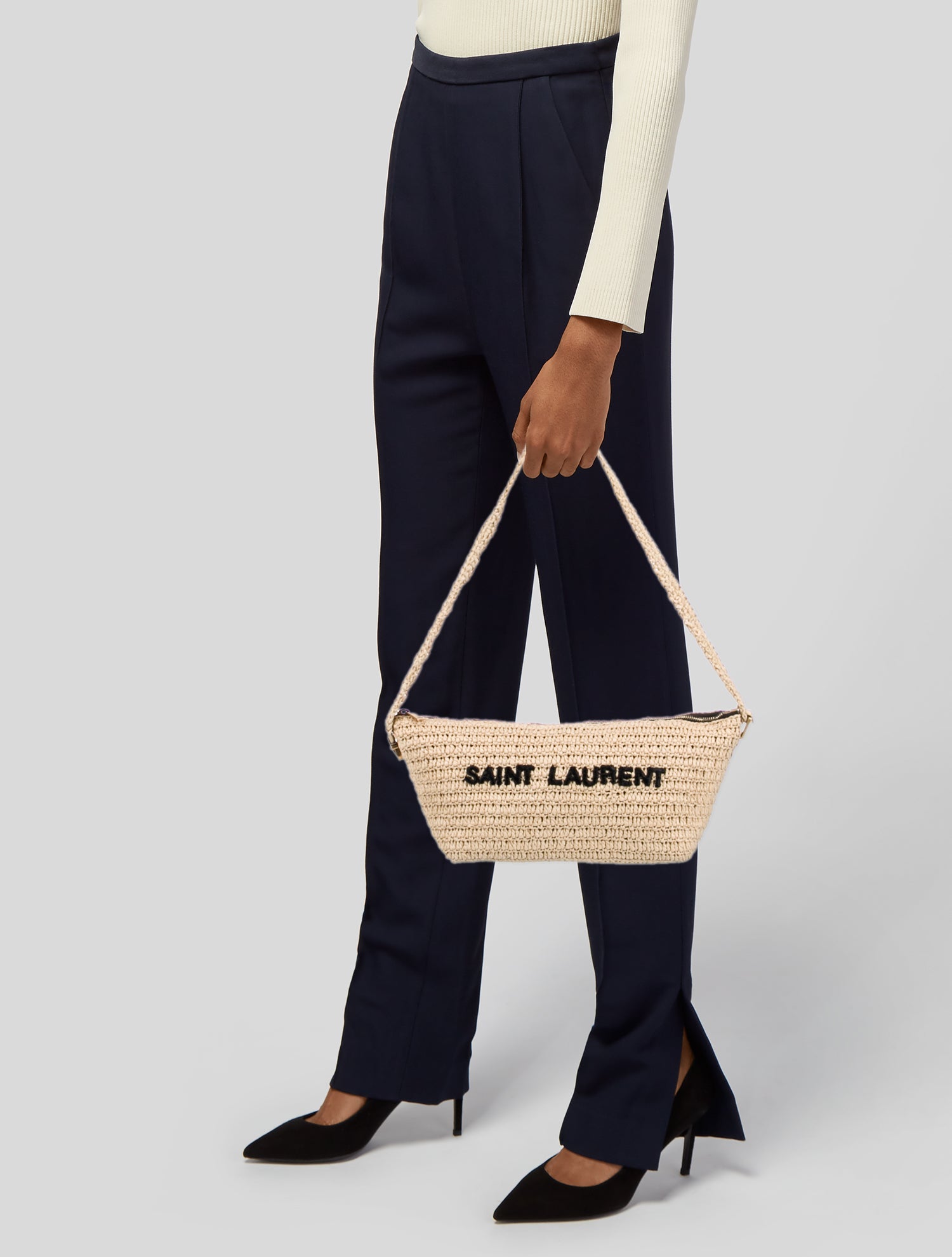 Saint Laurent Le Raffia Shoulder Bag - Neutrals Shoulder Bags