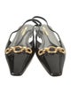 Saint Laurent Patent Leather Chain-Link Accents Slingback Flats