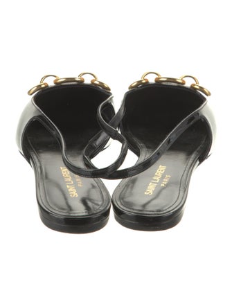 Saint Laurent Patent Leather Chain-Link Accents Slingback Flats