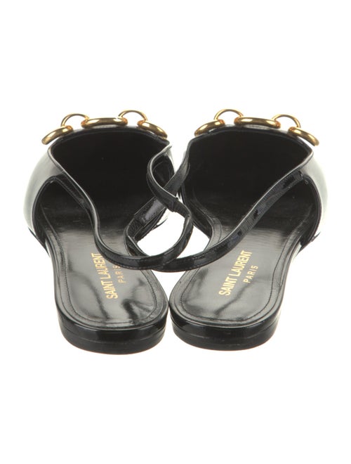 Saint Laurent Patent Leather Chain-Link Accents Slingback Flats