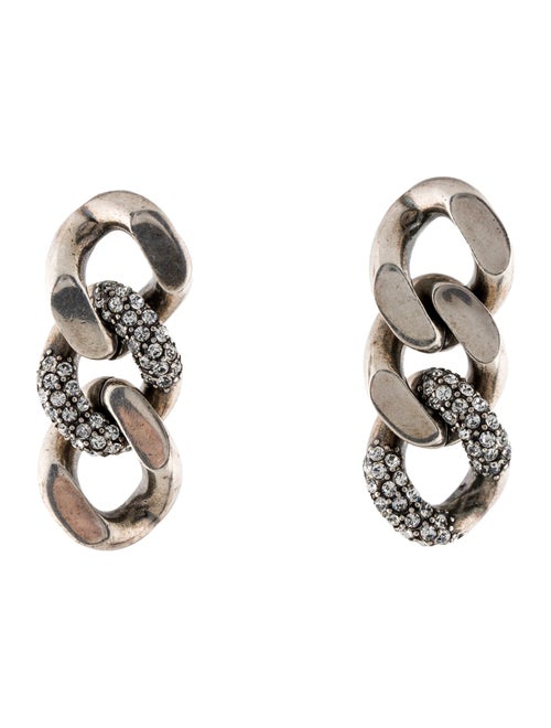 Saint Laurent Crystal Thick Curb Chain Drop Earrings