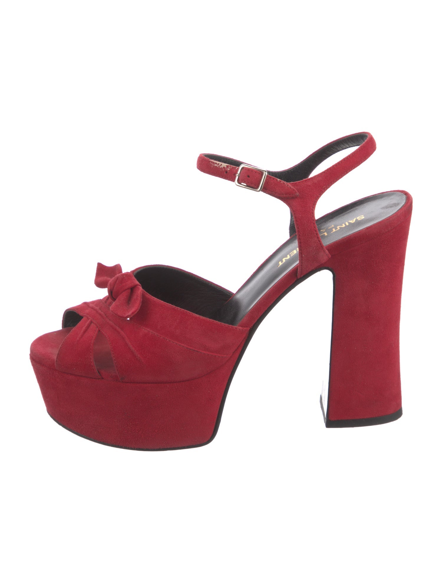 Saint Laurent Suede Bow Accents Sandals