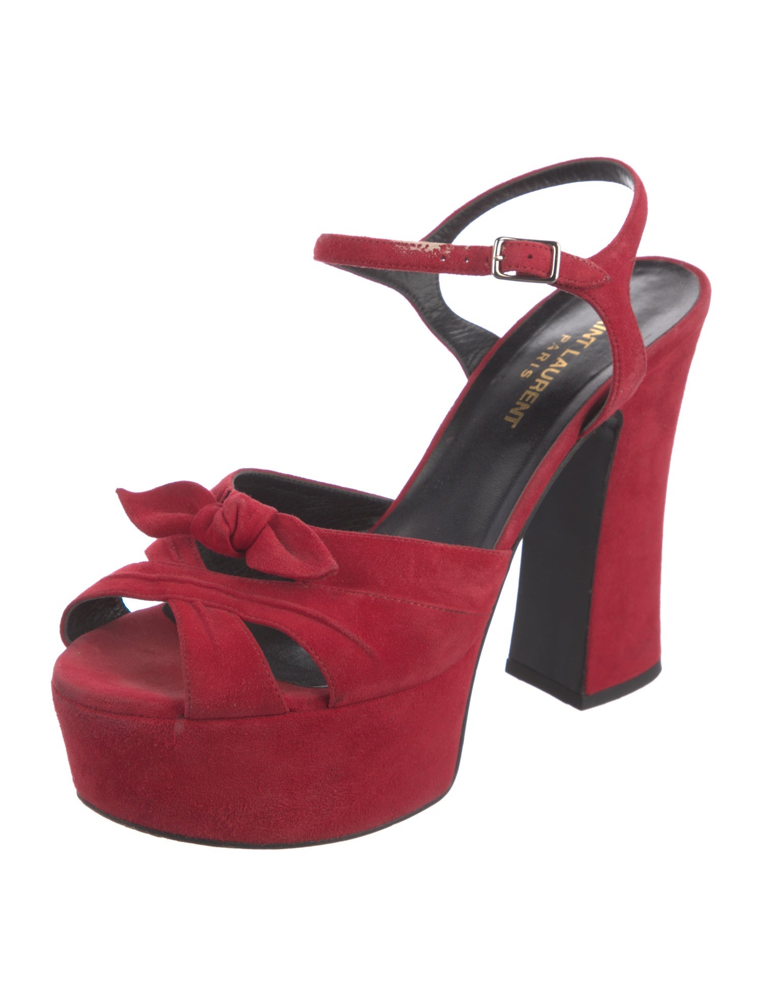 Saint Laurent Suede Bow Accents Sandals