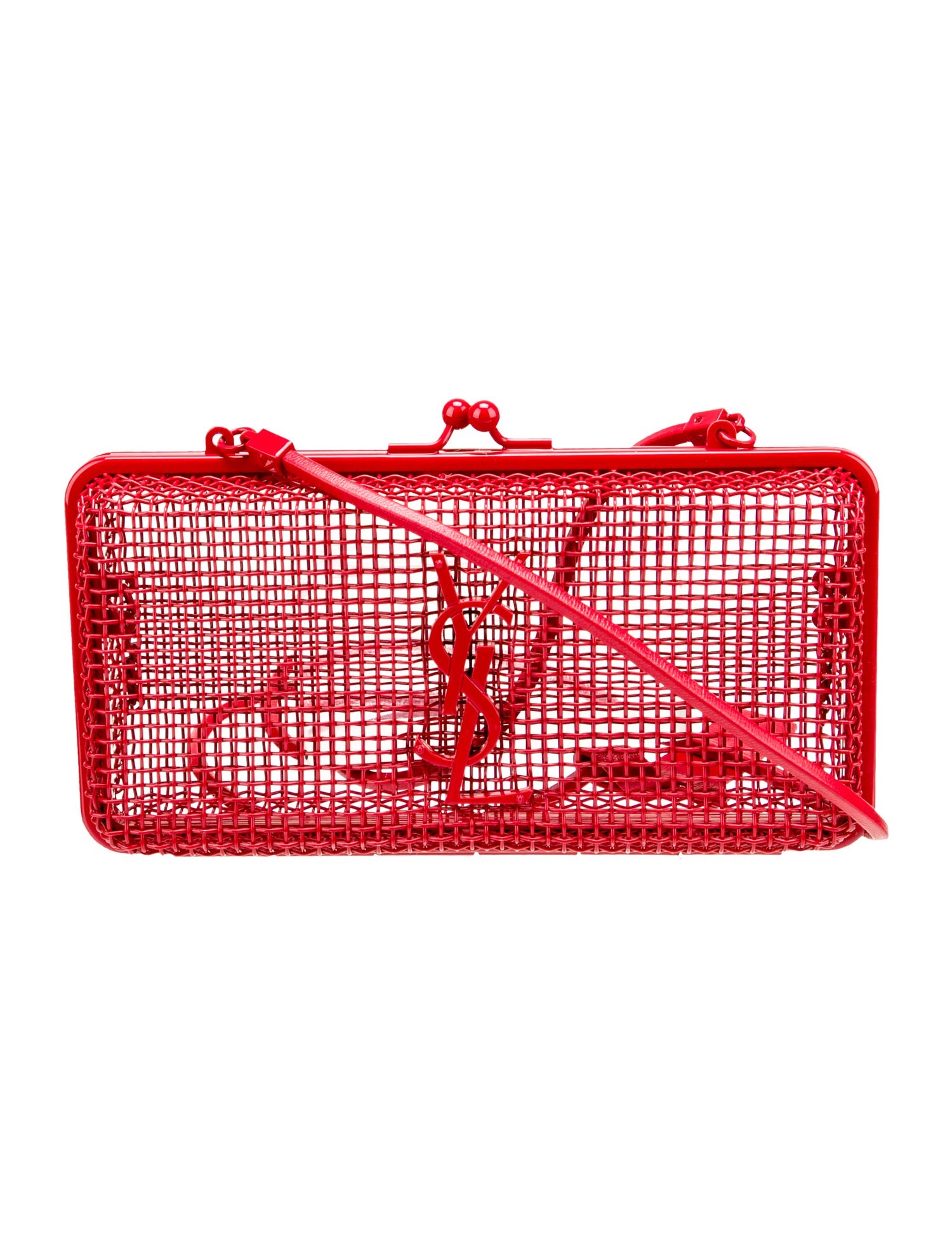 Saint Laurent Metallic Cage Bag - Red Clutches, Handbags