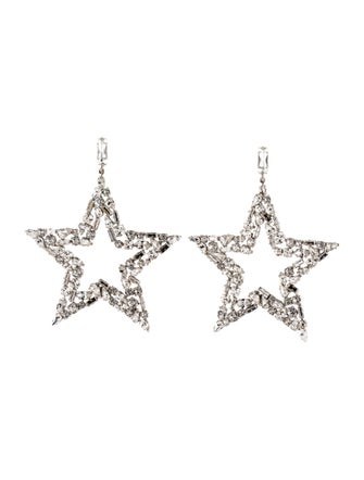 Saint Laurent Crystal Oversized Star Clip-On Earrings