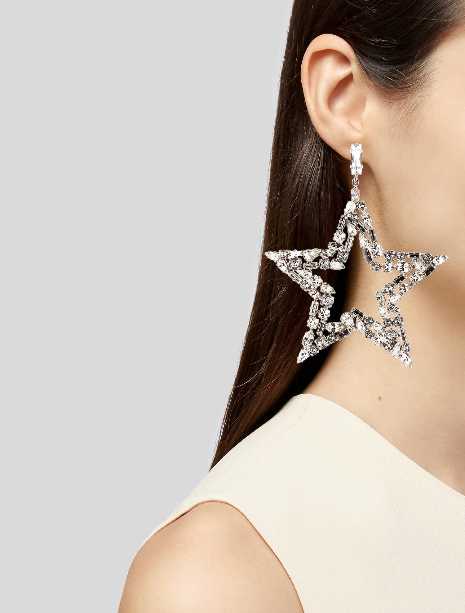 Saint Laurent Crystal Oversized Star Clip-On Earrings