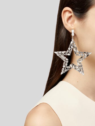 Saint Laurent Crystal Oversized Star Clip-On Earrings