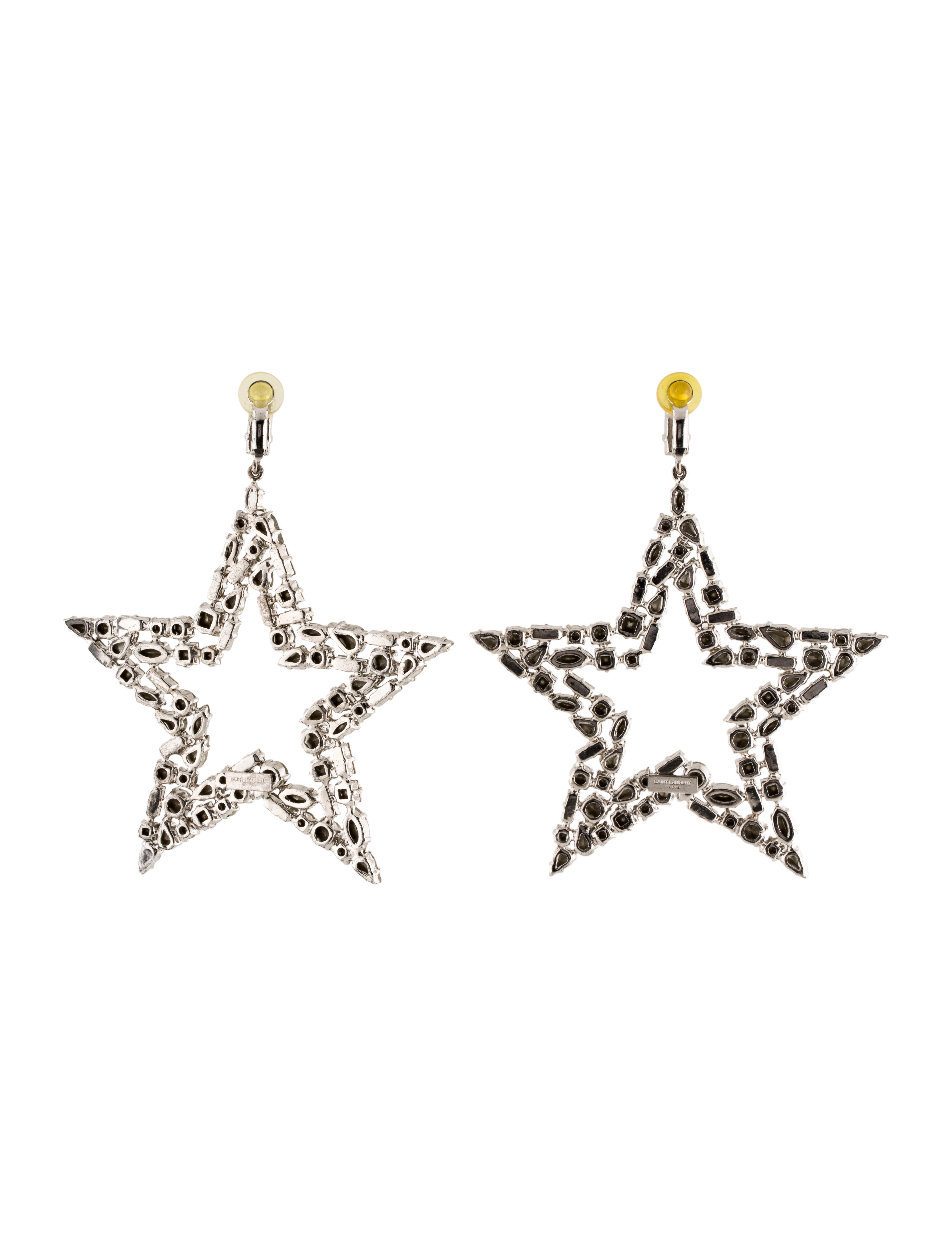 Saint Laurent Crystal Oversized Star Clip-On Earrings