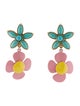 Saint Laurent Enamel & Resin Flower Clip-On Drop Earrings
