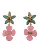 Saint Laurent Enamel & Resin Flower Clip-On Drop Earrings