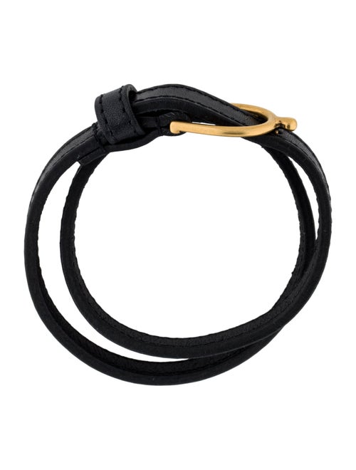 Saint Laurent Leather Double Wrap Bracelet