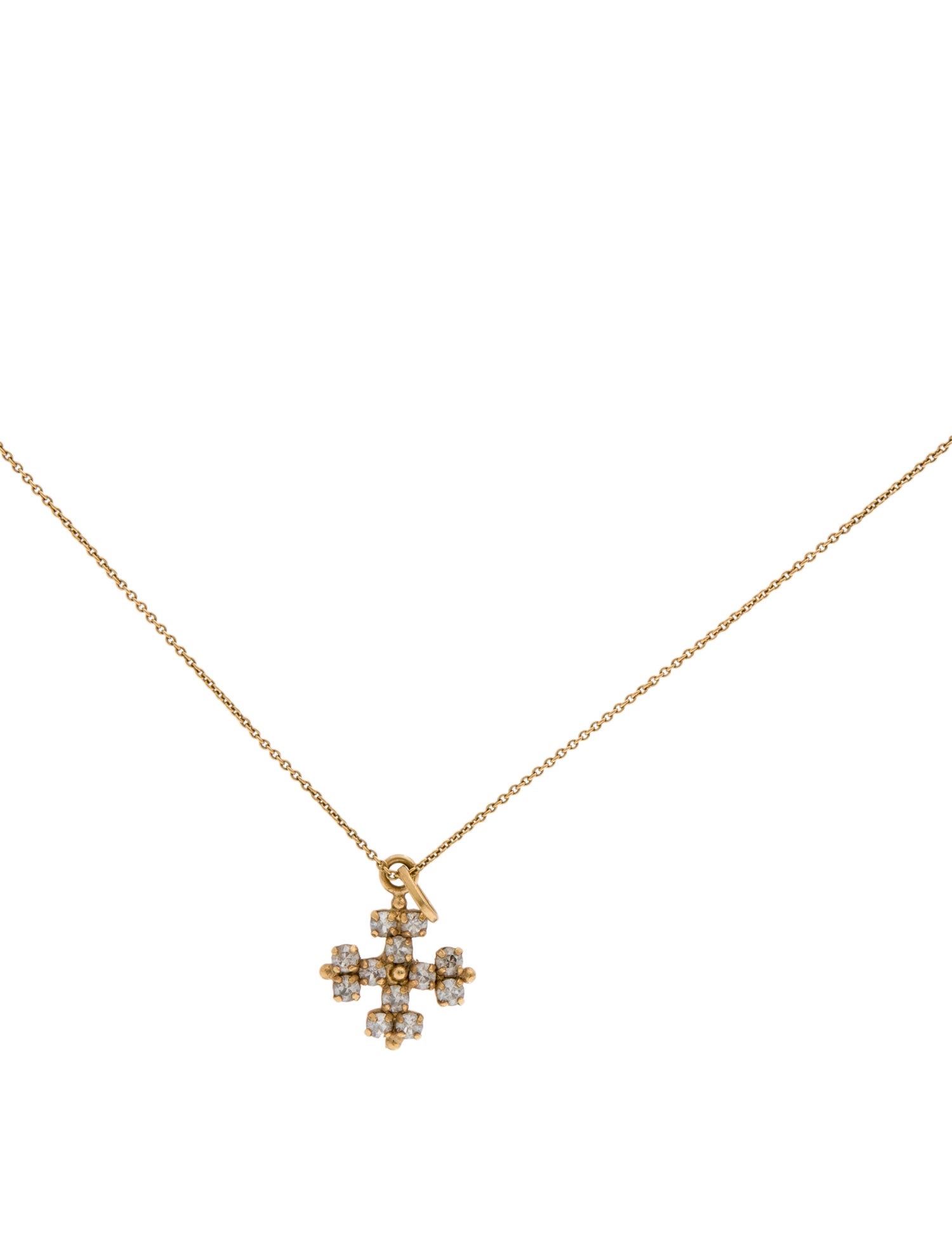 Saint Laurent Crystal Cross Pendant Necklace