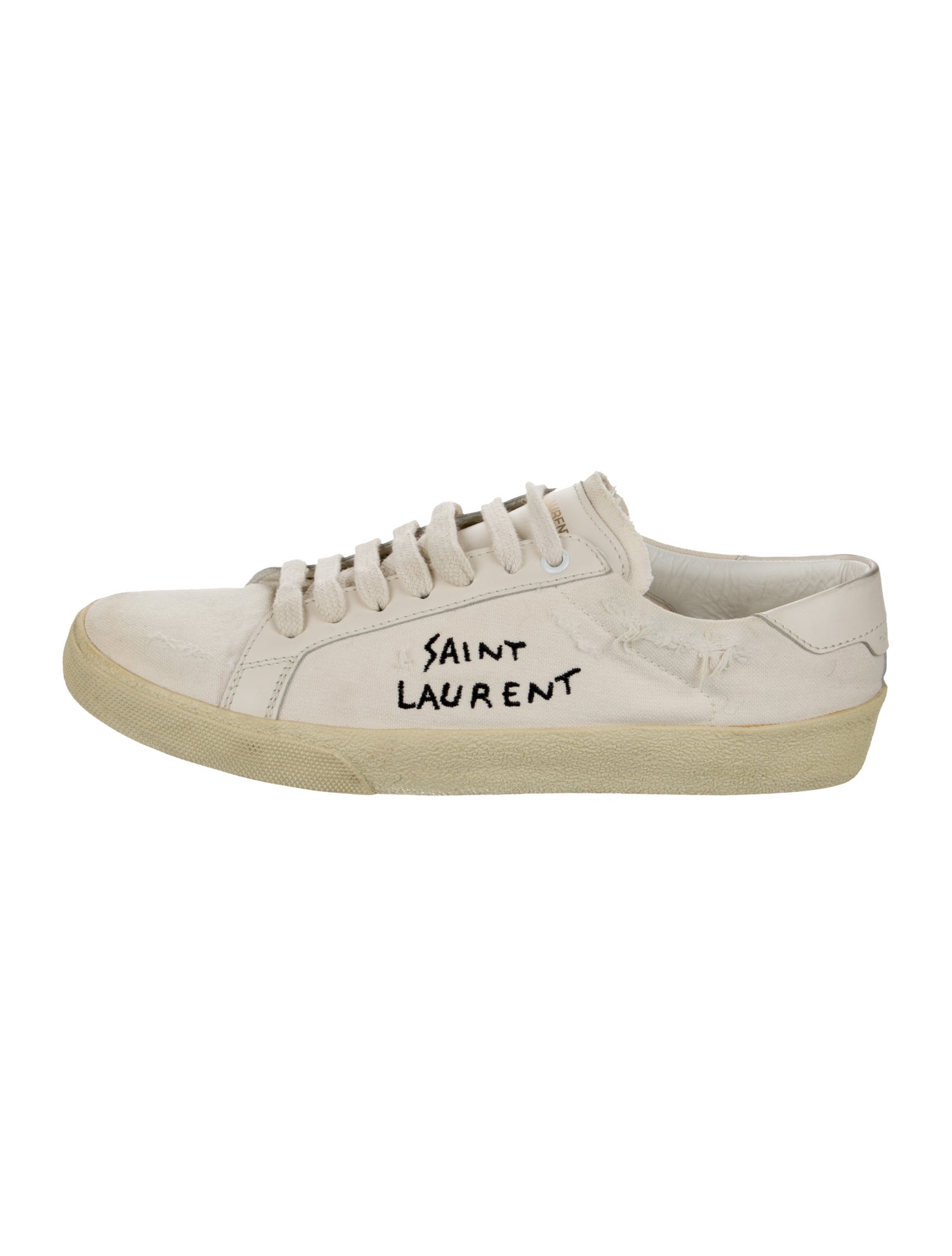 Saint Laurent Canvas Graphic Print Sneakers Neutrals Sneakers, Shoes