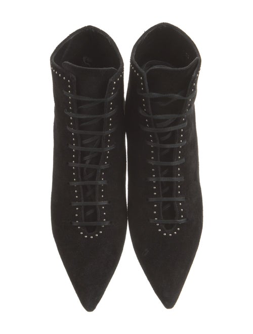 Saint Laurent Suede Studded Accents Lace-Up Boots