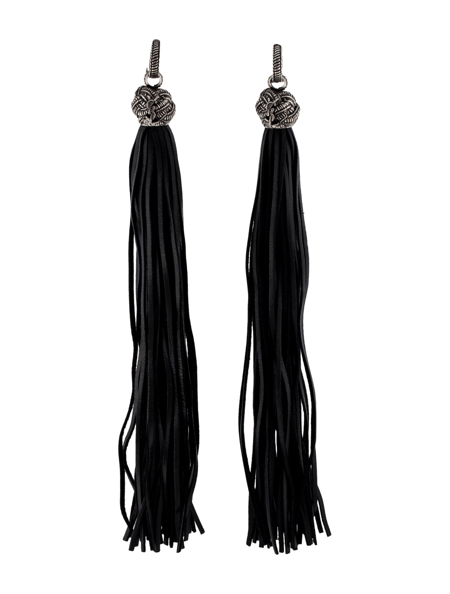 Saint Laurent Leather Lou Lou Tassel Clip Earrings