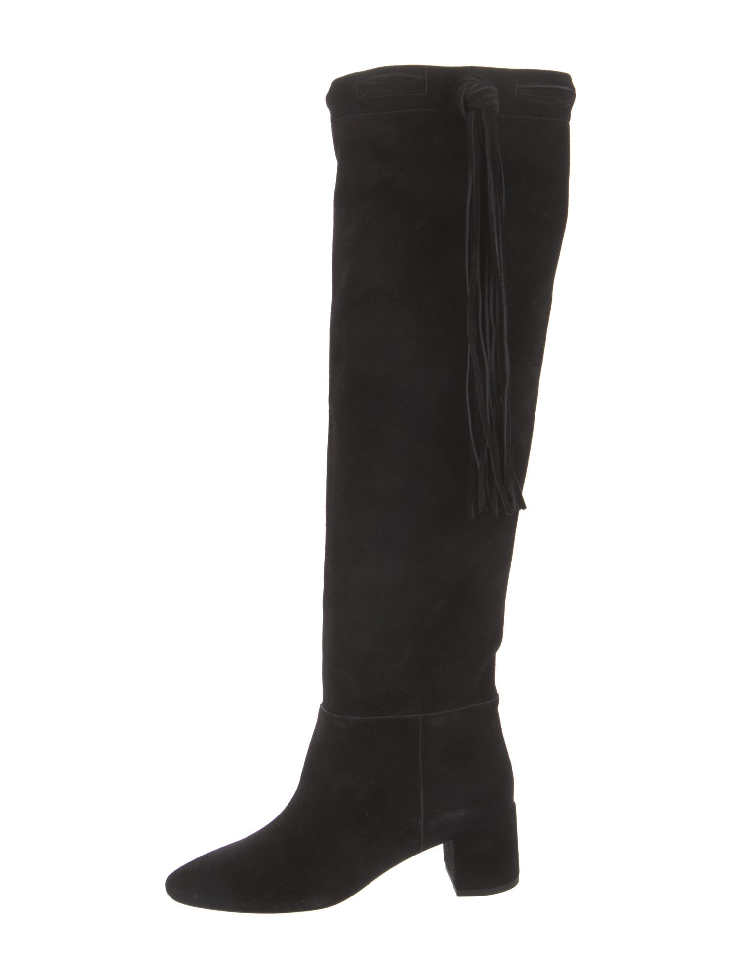 Saint Laurent Suede Fringe Trim Accent Boots